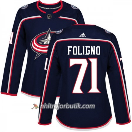 Dame Ishockey Columbus Blue Jackets Tröja Nick Foligno 71 Adidas 2017-2018 Marinblå Authentic